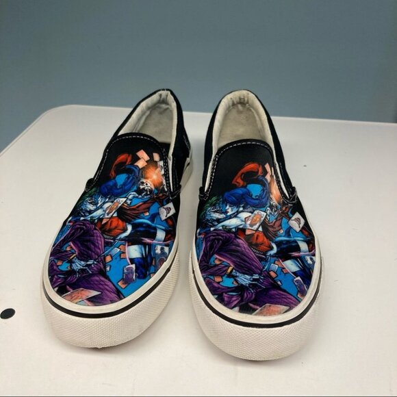THE JOKER Sz 9 Harley Quinn Slip-On Sneakers Colourful Comfort Shoes - Picture 3 of 12